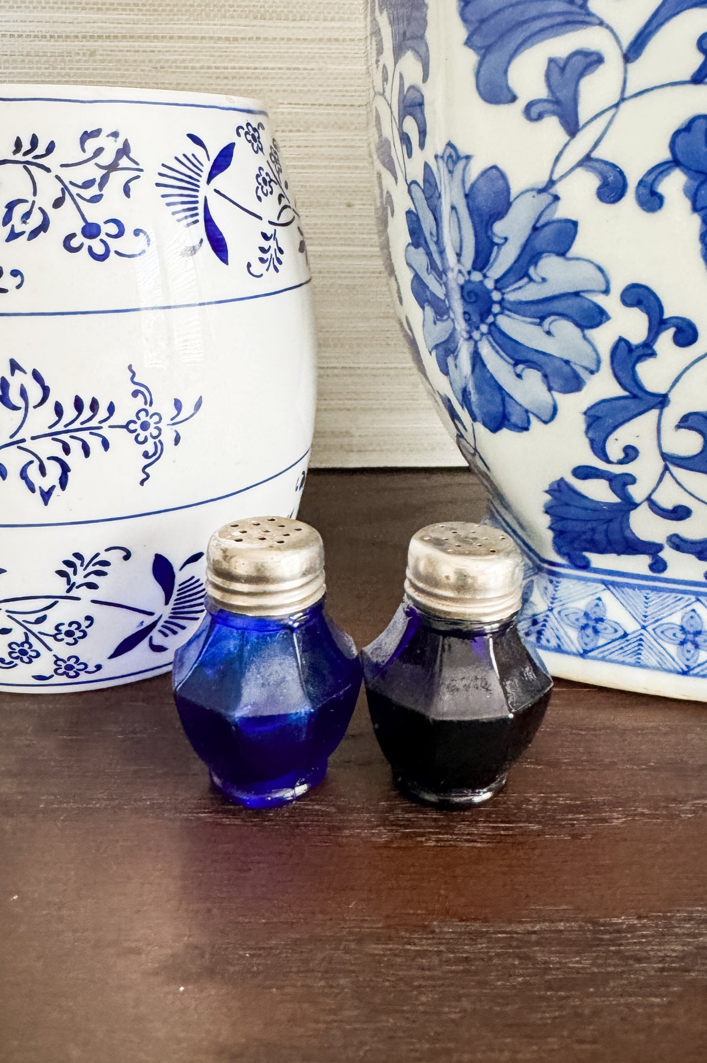 The Salt & Pepper — Mid-Century Cobalt Glass Shaker Pair (Japan)