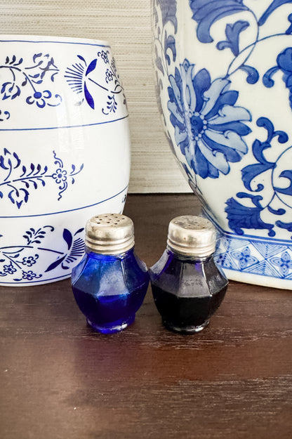 The Salt & Pepper — Mid-Century Cobalt Glass Shaker Pair (Japan)
