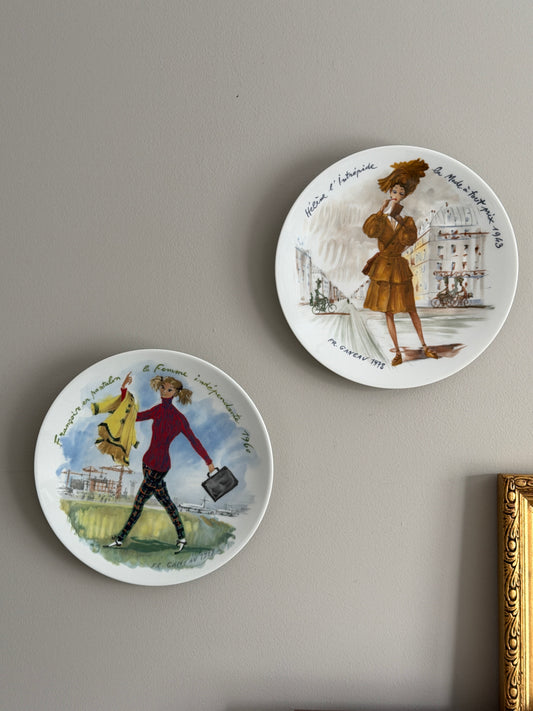 The Parisiennes — Pair of Vintage D'Arceau-Limoges Fashion Plates