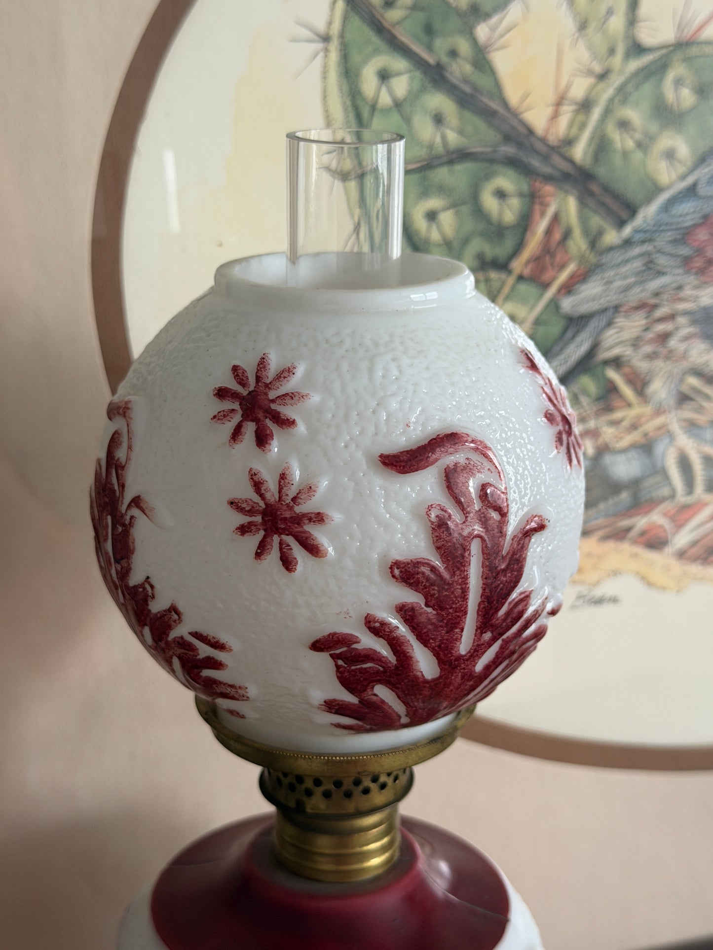 The Winterberry — Milk Glass Miniature Oil Lamp, Plume & Atwood Burner
