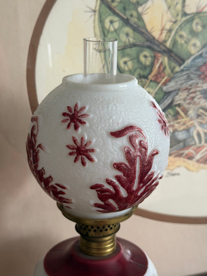 The Winterberry — Milk Glass Miniature Oil Lamp, Plume & Atwood Burner