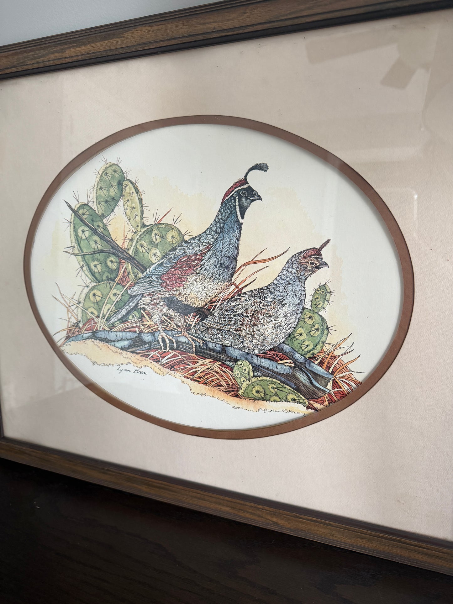 The Covey — Lynn Bean Quail Lithograph, 1980s