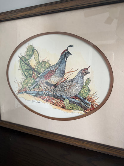 The Covey — Lynn Bean Quail Lithograph, 1980s