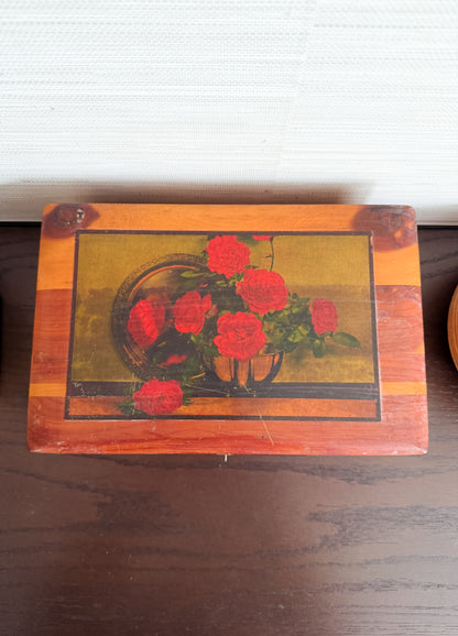 The Rose Still Life — Vintage Cedar Keepsake Box