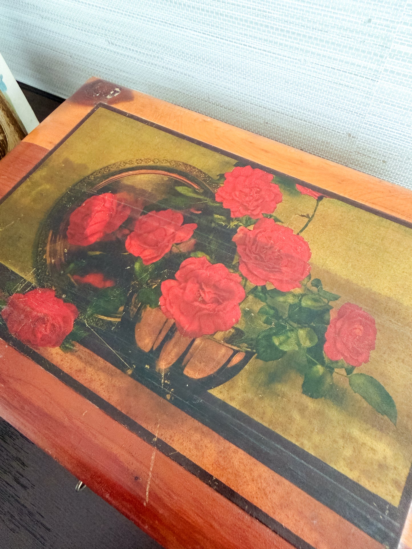 The Rose Still Life — Vintage Cedar Keepsake Box