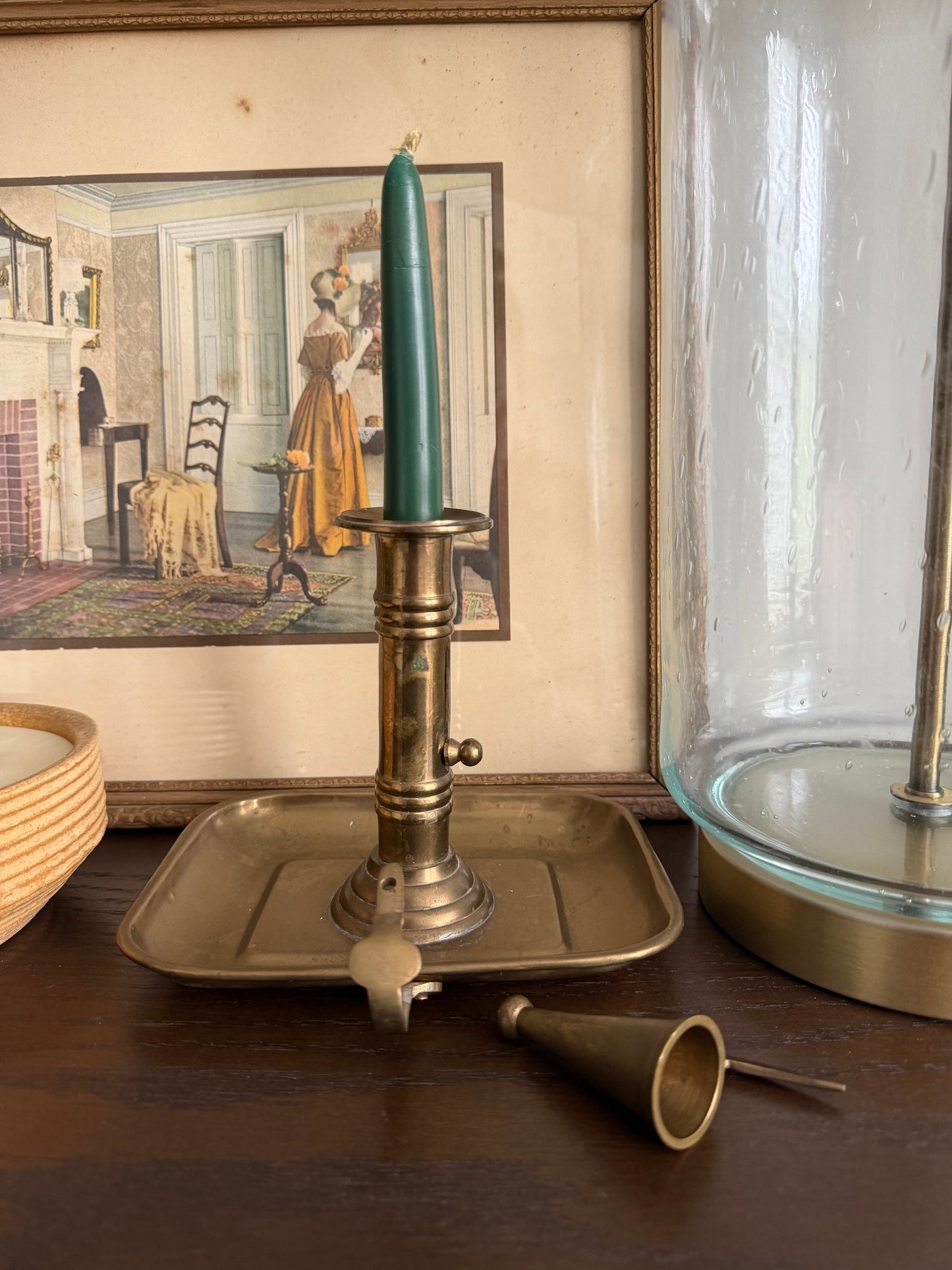 The Chamberstick — Vintage Brass Push-Up Candle Holder with Snuffer