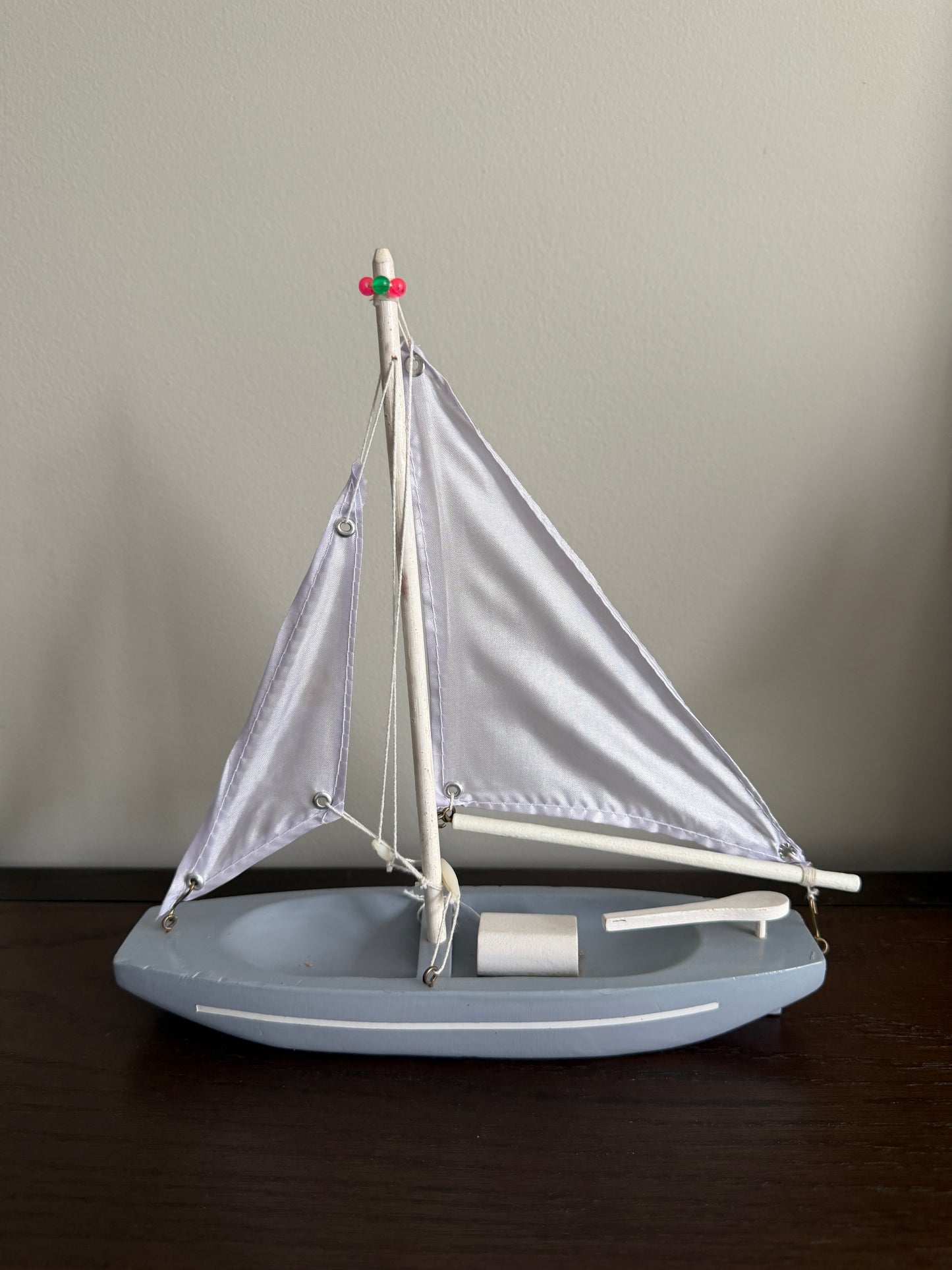 The Sailor — Vintage Wood Pond Boat with Beaded Mast