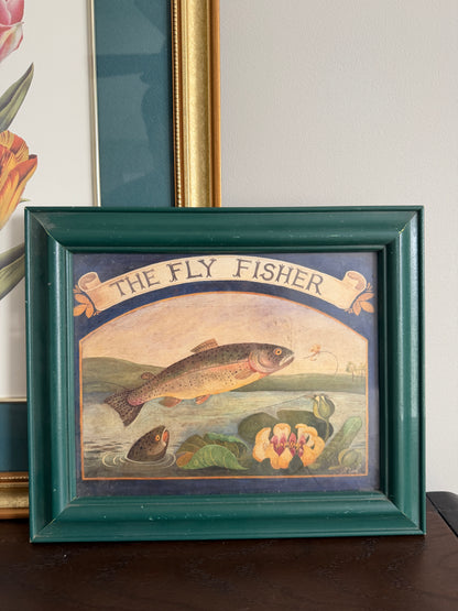 The Fly Fisher — Vintage Framed Lodge Art Print