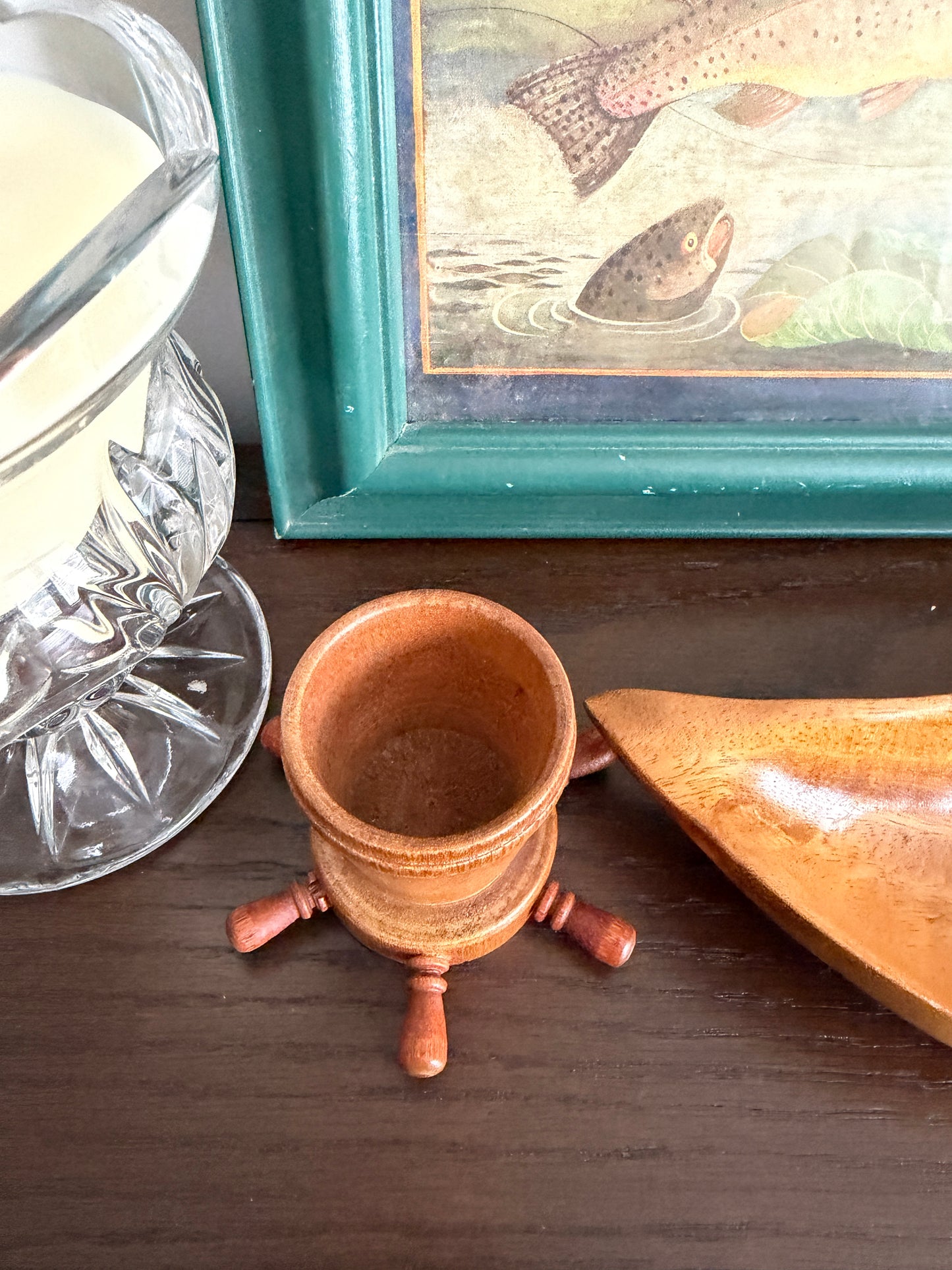 The Helm — Vintage Wood Ship's Wheel Match Holder