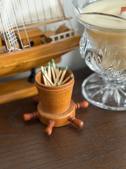 The Helm — Vintage Wood Ship's Wheel Match Holder