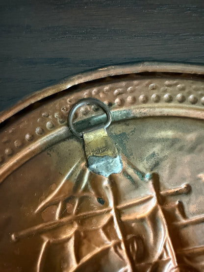 The Galleon — Vintage English Embossed Copper Wall Plaque