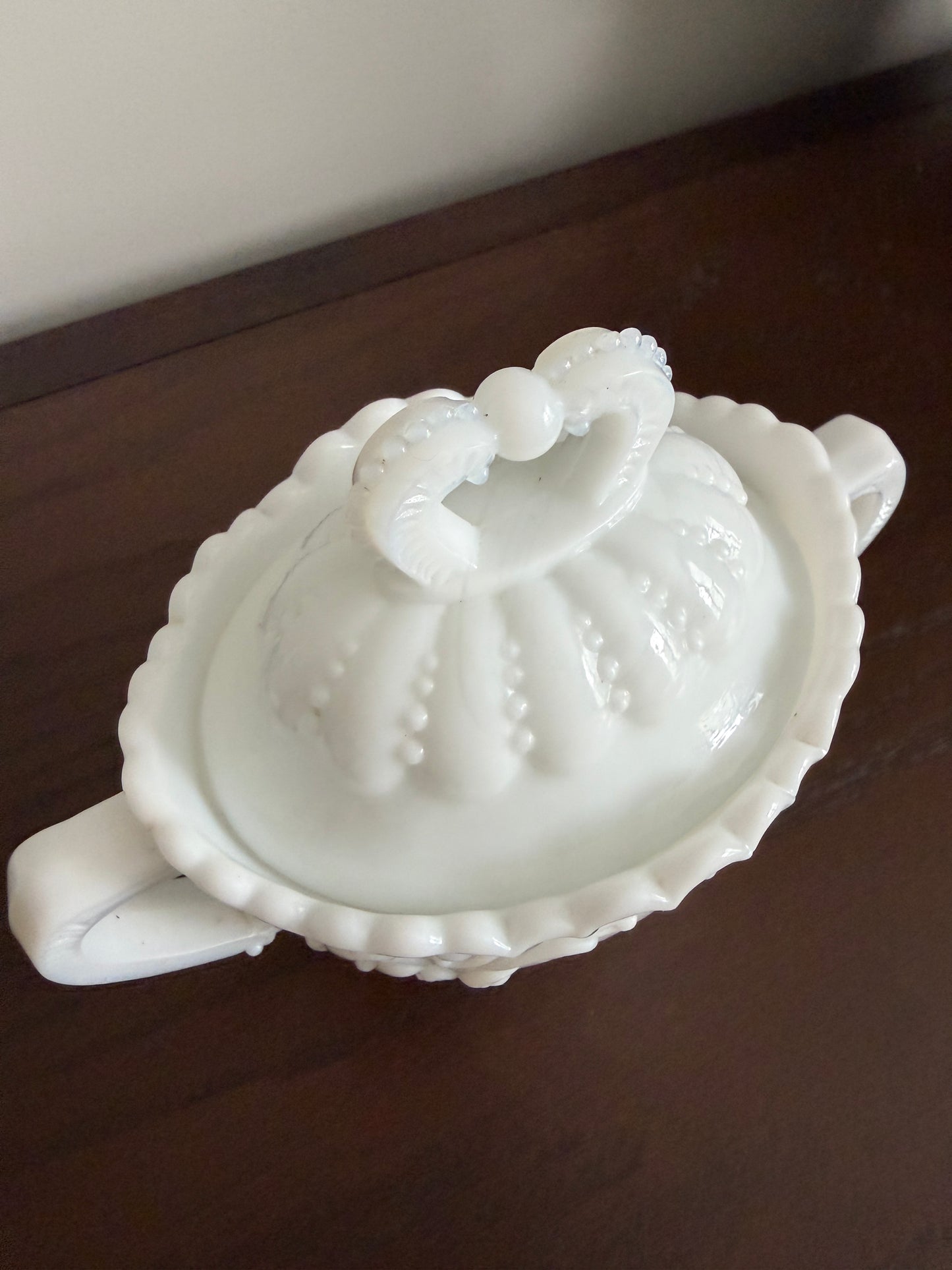 The Sweetheart — Westmoreland Milk Glass Covered Sugar Bowl