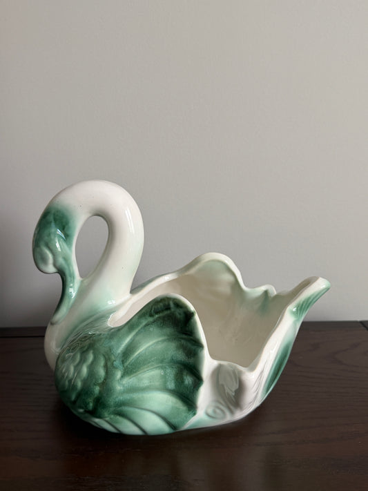 The Emerald — Hull Pottery Coronet Swan Planter