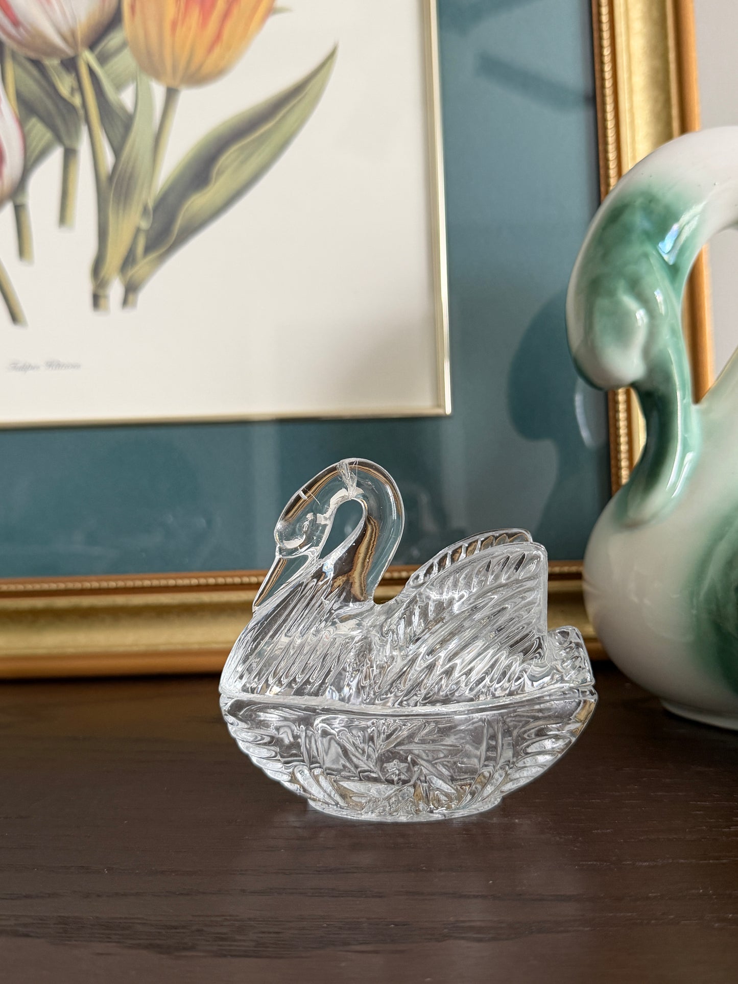 The Nest — Vintage Pressed Glass Swan Trinket Dish