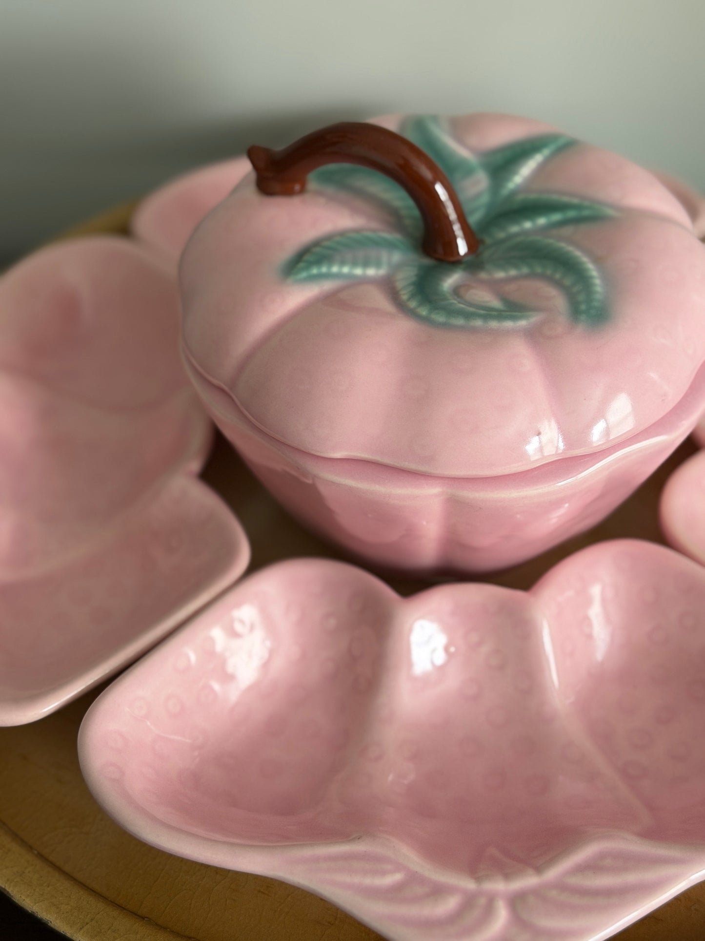 The Strawberry Patch — Belmar California Pottery Lazy Susan Set