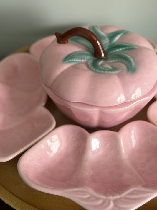 The Strawberry Patch — Belmar California Pottery Lazy Susan Set