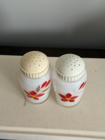 The Poinsettia — Vintage Bartlett-Collins Satin Glass Shakers