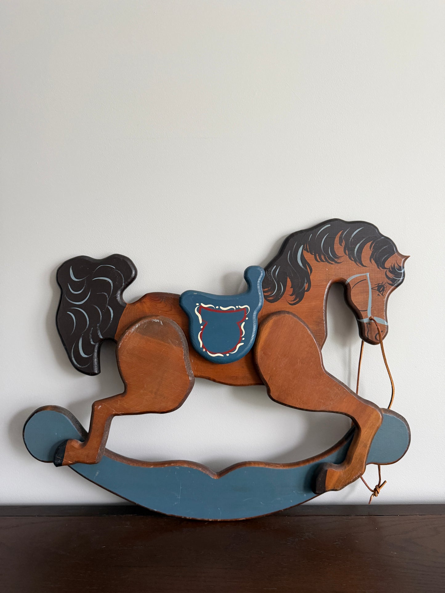 The Rocking Horses — Vintage Folk Art Wall Plaque Pair