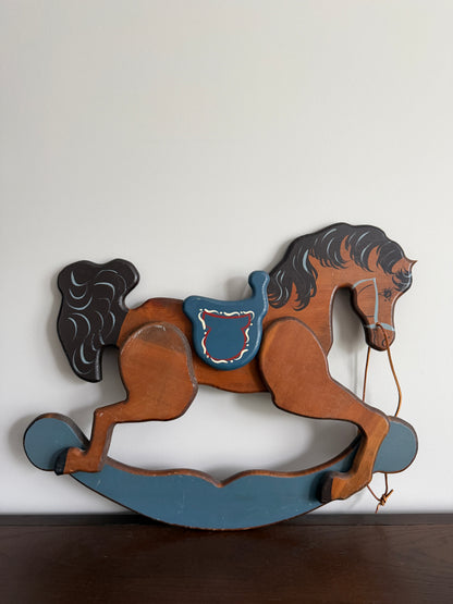 The Rocking Horses — Vintage Folk Art Wall Plaque Pair