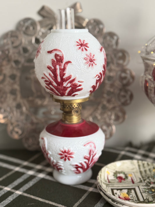 The Winterberry — Milk Glass Miniature Oil Lamp, Plume & Atwood Burner